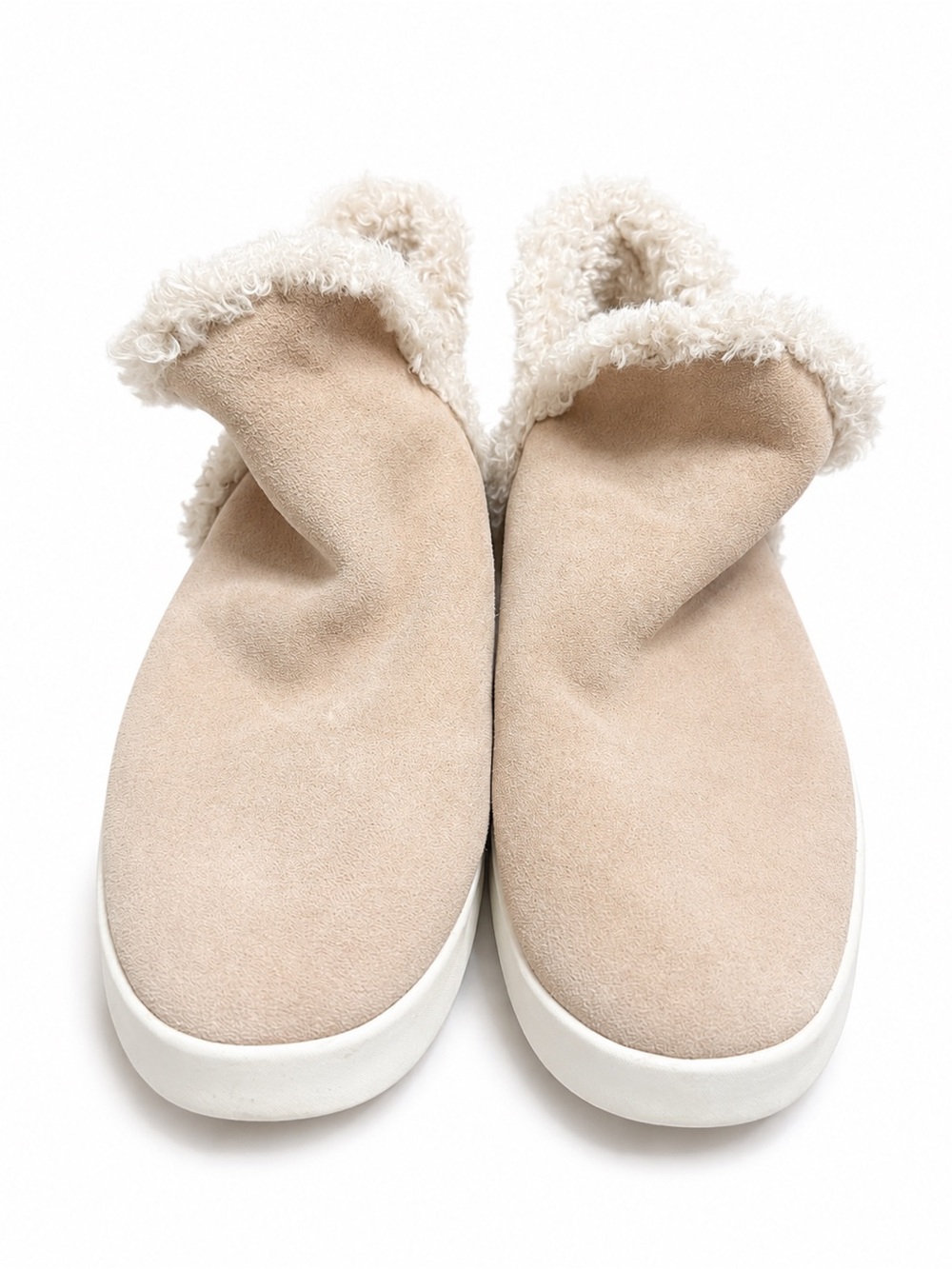 Vince Women’s Beige Suede and Shearling Ankle Boots with Faux Fur. Size: 8